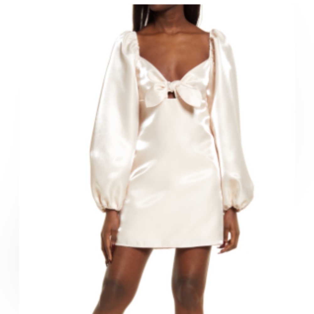 Nordstrom Cream Ruched Off-the-Shoulder Sheath Dress